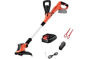 AIVOLT Cordless Weed Trimmer, 20V String Trimmer Battery Powered 2 in 1 Brushless Weed Wacker/Edger Lawn Tool for Yard and Garden, Battery and Fast Charger Included