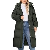 HEEKPEK Womens Plus Size Winter Coats Long Puffer Jackets Hooded Quilted Water Repellent Warm Trendy Parka Outerwear 2025
