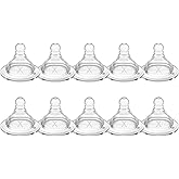 TOVVILD Silicone Replacement Nipple, Cross-Cut Nipples for Wide Neck Bottles, 9+ Months, Thicker Liquids, 10 Count
