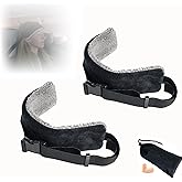 2PCS Travel Pillow with Travel Pillows for Airplanes and Airplane Head Strap, Compact and Comfortable Upright Plane Pillows That Prevents Head from Shaking While Traveling in Cars and Air