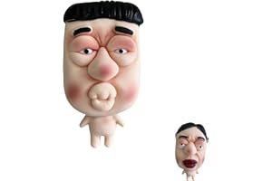 Human Face Stress Stuff- Pimple Popper Item, Adult Stress Relief Pop Model, with Sausage Lips and Bowl Cut Styles (Bowl Cut)