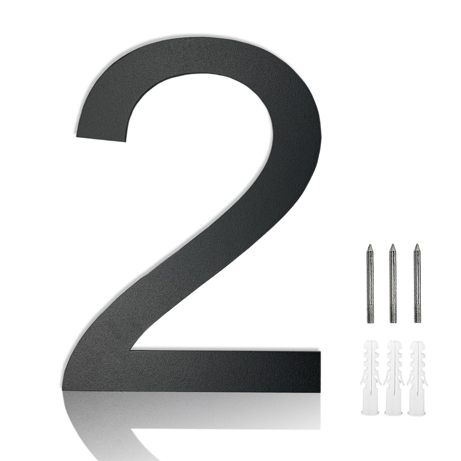 MOLVCE 8 inch Large House Number for Outside Floating, Anthracite Solid Stainless Steel RAL 7016 Anthracite Door Number Fine Structure Powder Coated, Sign Screw On, Font Arial - Number 2