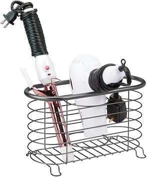 Amazon De Mdesign Fonhalter Ohne Bohren Fur Das Badezimmer Praktische Fonablage Aus Metall Glatteisen Oder Fon Aufbewahrung Fur Den Waschtisch Oder Das Regal Dunkelgrau