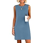 ANRABESS Womens Summer Casual Mini Dresses 2026 Sleeveless Crewneck Split Wrinkle-Free Beach Travel Vacation Short Sundress