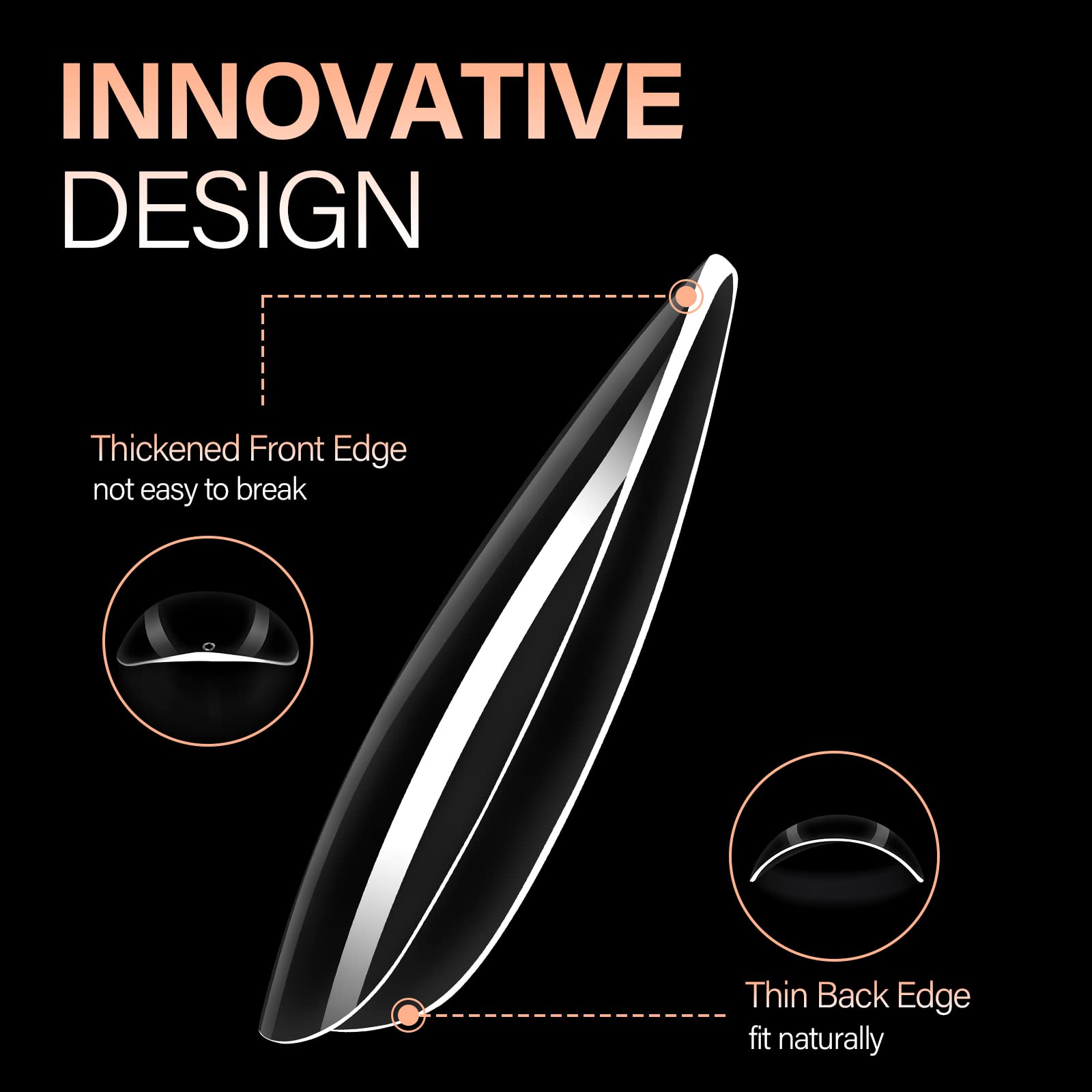 AILLSA Almond Nail Tips 504pcs Clear Nails Tips Gel Full Cover Nails Tip Medium Almond Shaped Fake Soft Nails for Press on Nail Extensions Home DIY Nails Salon- X (12 Sizes) - Image 4