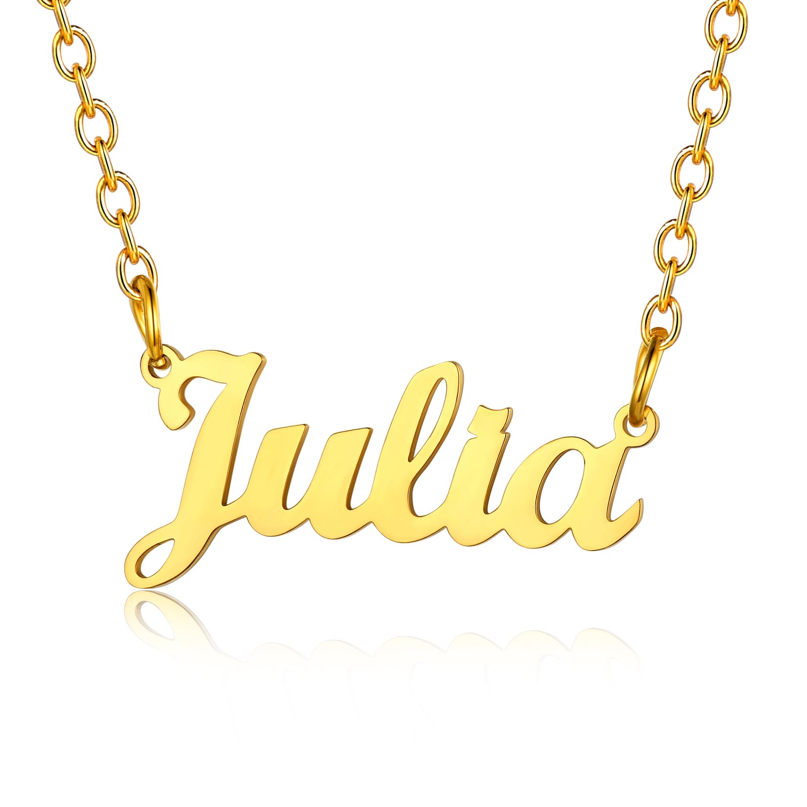 U7 Pendant Gold Plated Necklaces Personalised Julia Womens Name Necklace