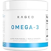 Kaged Omega 3 Softgels | Unflavored | Fish Oil Supplement | 3000mg Omega 3 Fatty Acid with EPA & DHA | Ultra-Pure, No Fish Burps | Supplements for Men & Women | 30 Servings