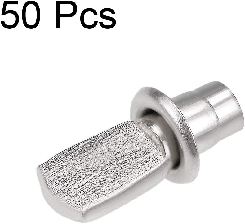 uxcell Shelf Bracket Pegs 5x19mm Nickel Plated Flat Spoon Shape Shelf Holder Support Pins with Mounting Nuts 50 Pcs - Image 3