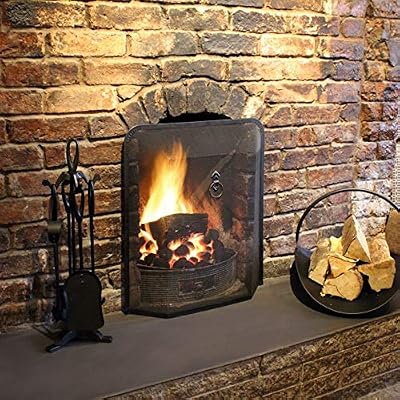 Unibos Fireplace Guard Spark Guard Fire Screen Single Panel Black