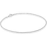 Miabella 925 Sterling Silver Solid 1.5mm Diamond-Cut Braided Rope Chain Anklet Ankle Bracelet for Women, Made in Italy