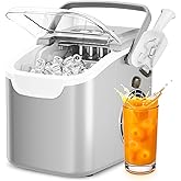 Antarctic Star Countertop Ice Maker, Portable Ice Machine | 8 Bullet Ice in 6 Mins, 26.5 lbs/Day, Self-Cleaning, 2 Sizes, Energy‑Saving, Ultra-Quiet for Home, Kitchen, Camping, Grey