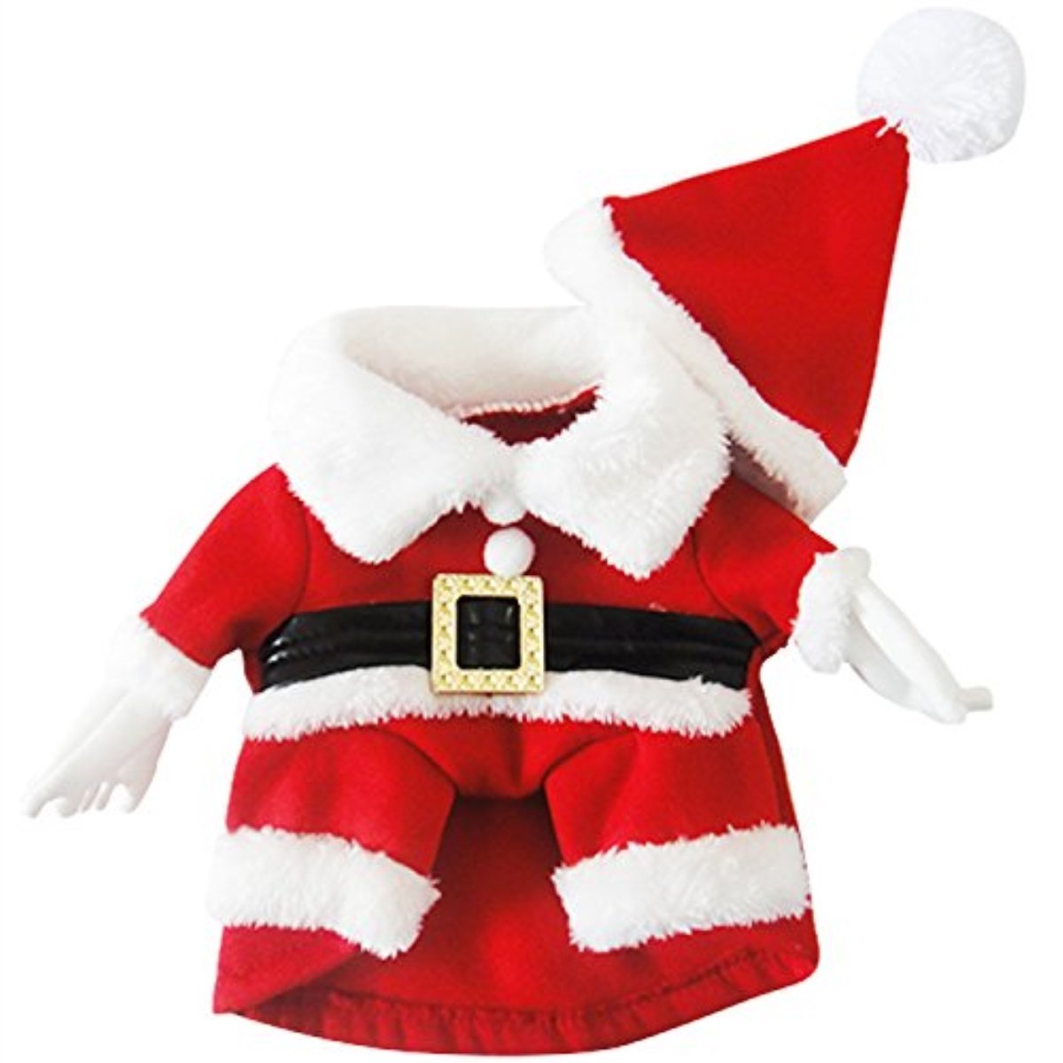 Mogoko Dog Cat Christmas Santa Claus Costume, Funny Pet Cosplay Costumes Suit a Cap, Puppy Fleece Outfits Warm Coat Animal Festival Apparel Clothes (M Size)
