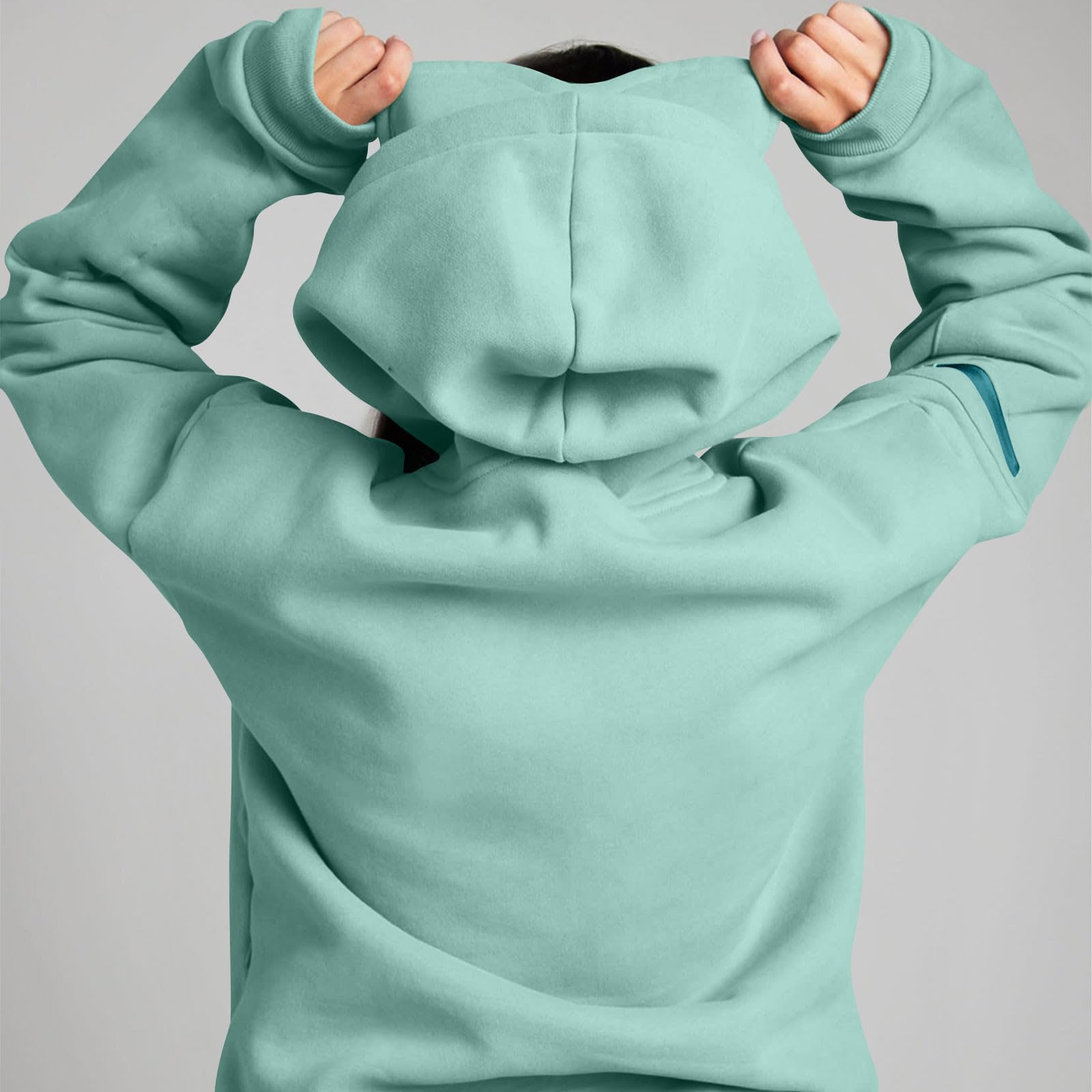 Qgtaibl Womens Zip Up Hoodies Sweatshirts with Hood Built in Eye Mask Casual Jackets Multi Pockets Fashion Fall Clothes for Women 2025 Novelty Hoodie Travel Lounge Sweatshirt Coat