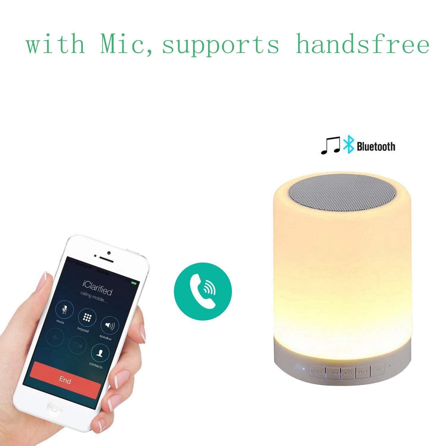 Night Light Bluetooth 4.2 Speakers, PRODELI Wireless Music Player Touch Control Color Changing Beside Table Lamp Support AUX, TF Card with Mic Handsfree【Multi-connection】【Left/Right/Stereo Channel】