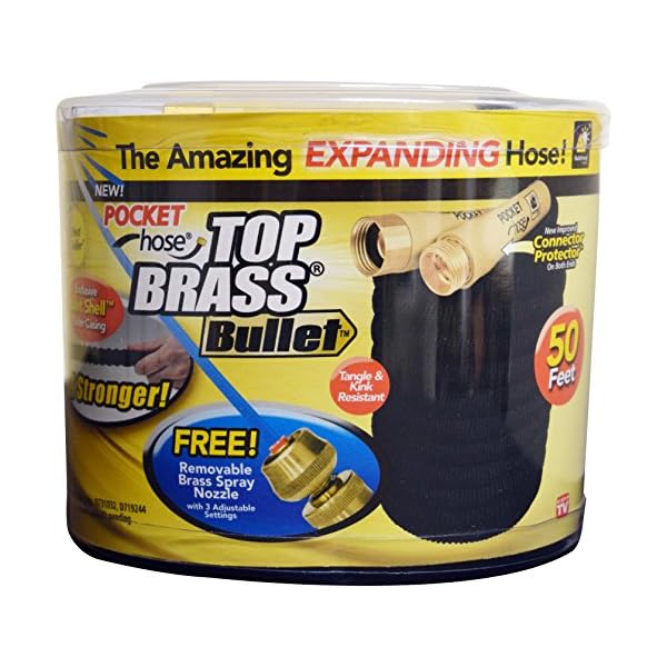 Pocket Hose New Top Brass Bullet by BulbHead No Kinking or Leaking with Solid Brass Connector
