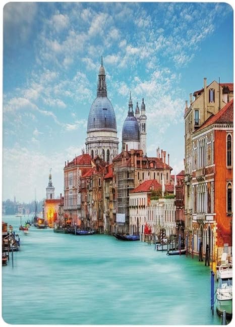 Amazon ウォールステッカー イタリア 大運河とバシリカサンタマリアデッラサルー テ歴史的建造物 ブルーターコイズオレンジ50x80cm 壁紙ポスター ステッカー 壁紙風景画 壁飾り ウォールステッカー オンライン通販