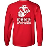 Lucky Ride Marines USMC The Few The Proud White Emblem F&B Long Sleeve T-Shirt