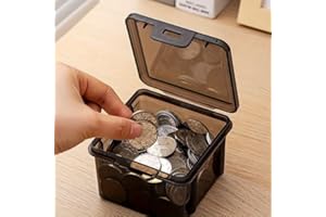 Large Capacity Square Coin & Cash Organizer Box - Durable PP Material, Dustproof Storage Case for Bills, Coins, Coupons, Home