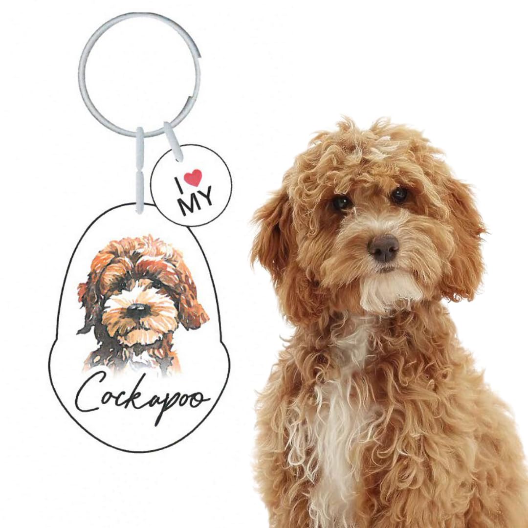 Splosh Cockapoo Pet Keyring | Personalised Dog Key Chain & Customised Gift | Key Ring for Dog Lovers Mum, Accessories & Tags Pet Gifts for Women