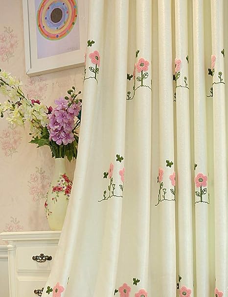 Lactraum Vorhange Kinderzimmer Madchen Prinzessin Blickdicht Beige Mit Osen Bestickt Rosa Blumen Schmetterling 145 X 245 Cm Amazon De Kuche Haushalt