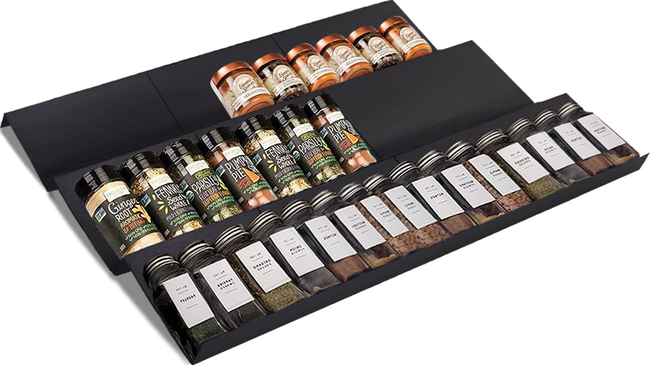 Photo 1 of Artibear Expandable Drawer Spice Rack Organizer for 8" to 24" Kitchen Cabinets Drawer Tray Insert, Set of 9