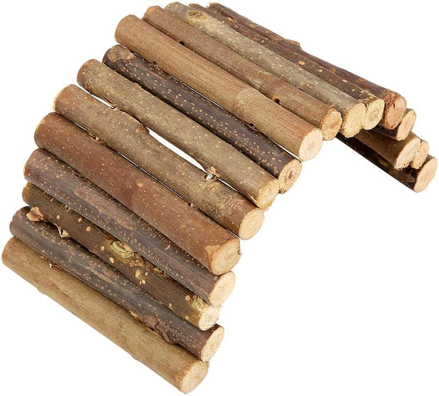 Biunixin Hamster Bendy Wooden Bridge, Ladder House for Reptile Mice Rodents Small Animal Chew