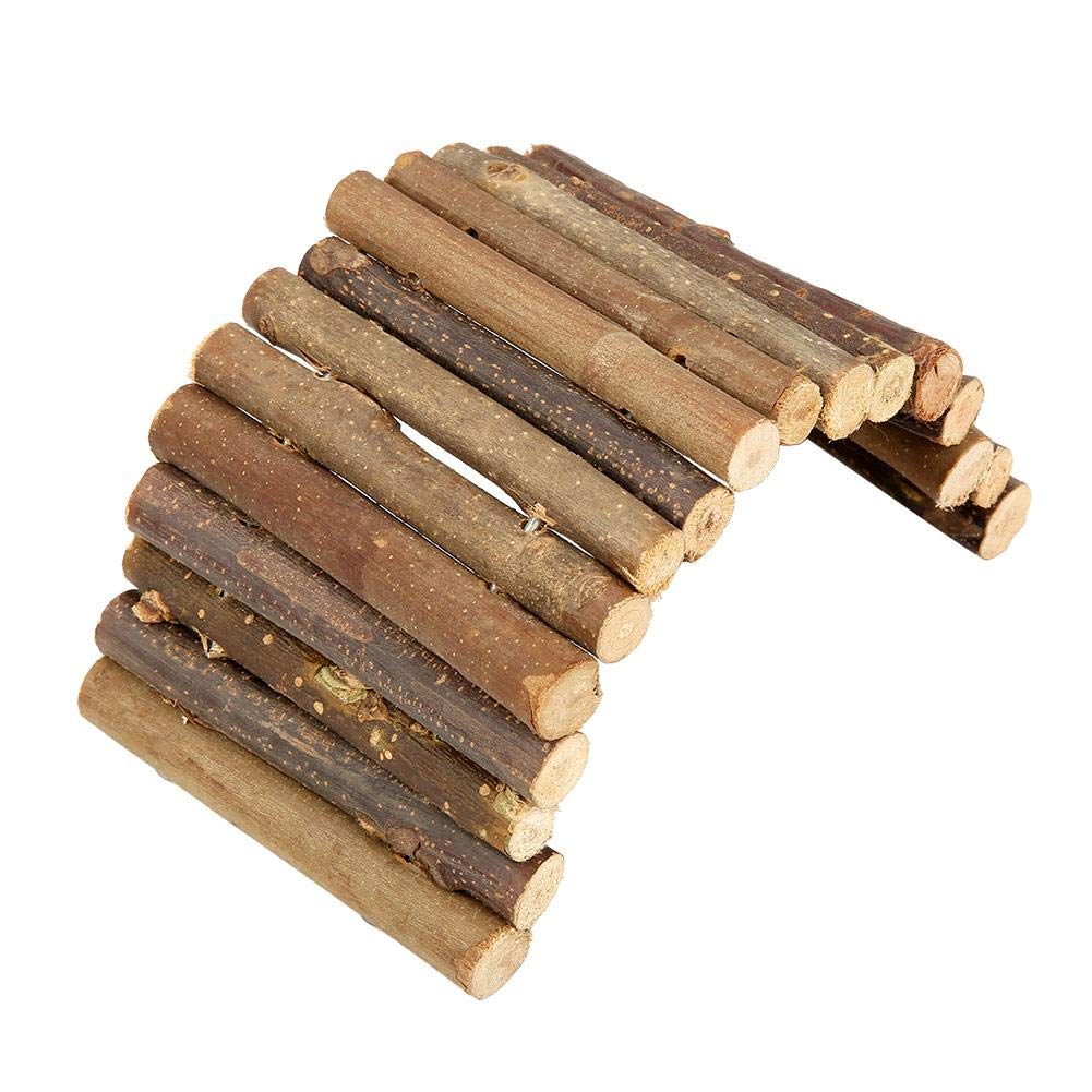 Wooden Ladder Hamster Chew Bridge Toy,Hamster Bendy Wooden Bridge, Ladder House for Reptile Mice Rodents Small Animal Chew Toy(S)