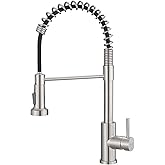 GIMILI Kitchen Faucet with Pull Down Sprayer Single Hole Stainless Steel Sink Faucet, Suitable for Farmhouses, RV, Laundry Room, Outdoor, and Campers. Llave para fregadero de cocina Brushed Nickel