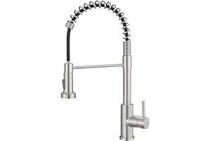 GIMILI Kitchen Faucet with Pull Down Sprayer High Arc Single Handle Spring Kitchen Sink Faucet Brushed Nickel Modern Stainless Steel Kitchen Faucets