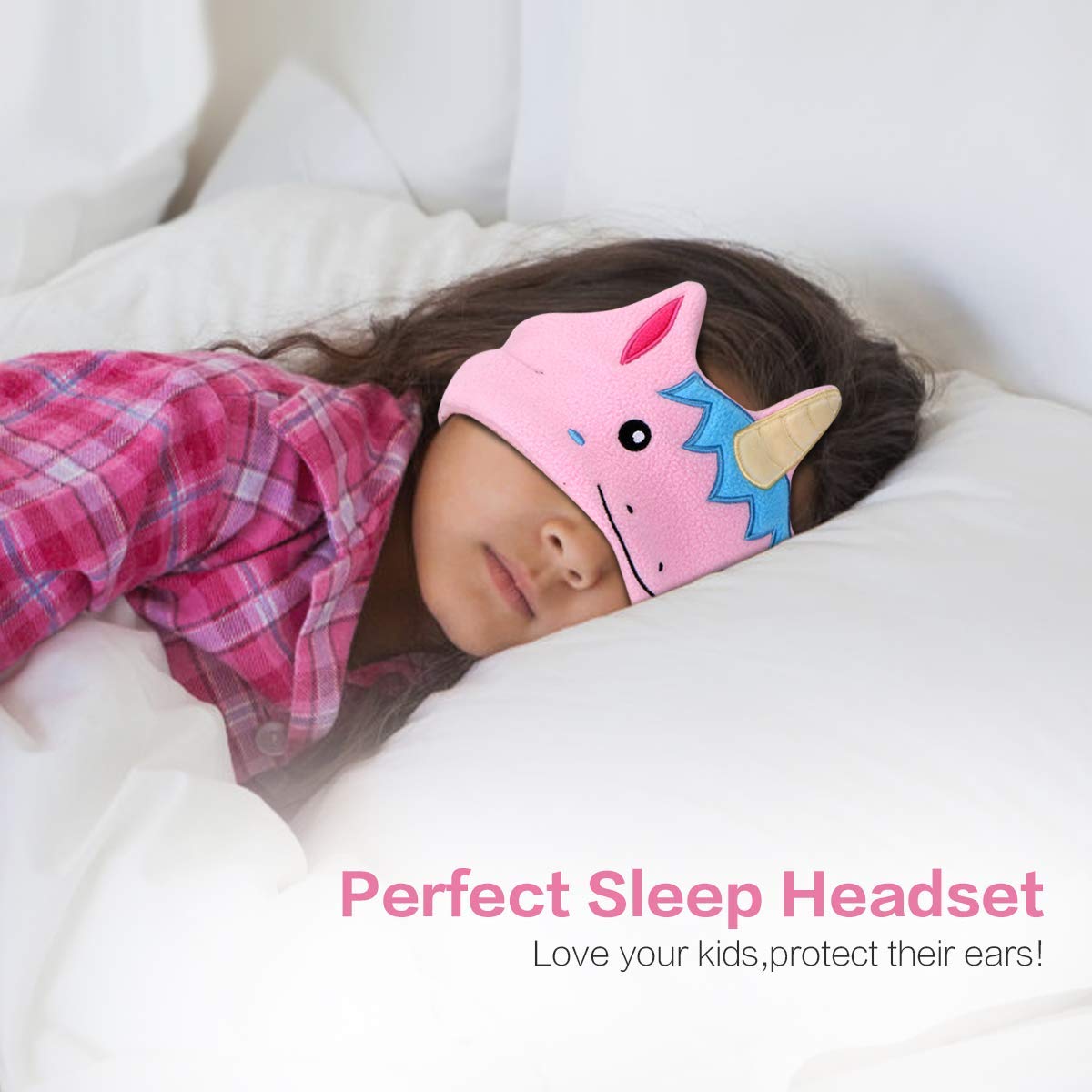 WU-MINGLU Kids Headband Headphones, Wireless Bluetooth Music Soft Fleece Headband Children\'s Headband Earphones Sleep Headphones Built-in Mic Adjustable Washable For Home, Travel