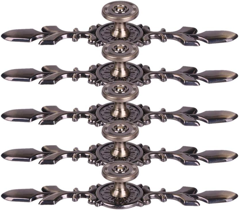 Fvstar 5pcs 4.7" Bronze Cabinet Knobs Vintage Drawer Pulls Handles Metal Farmhouse Cabinet Pulls Kitchen Cupboard Knobs with Plate and Screws Furniture Hardware for Bedroom Bathroom