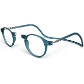 Clic Magnetic Reading Glasses - Brooklyn (S-M) - Rigid Headband | Neck Hanging Readers, Front Connect Design, Adjustable Temples, Secure Fit, Durable Frame, Jean Blue, 2.5x