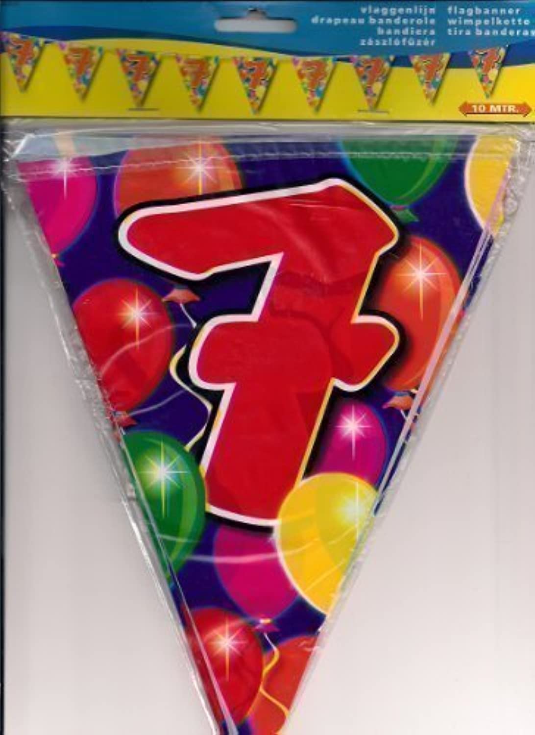 Folat 4537 7th Birthday Bunting with Balloons-Colourful-10 m, Multicoloured, 7 (EU) — image 1