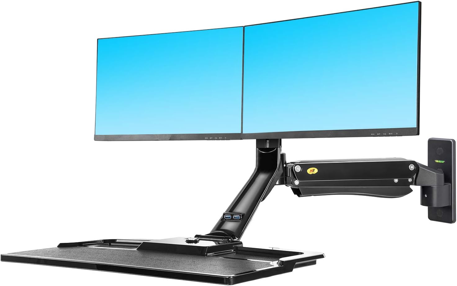 NB North Bayou Sit Stand Wall Mount Dual Screen Monitor Mount Fits