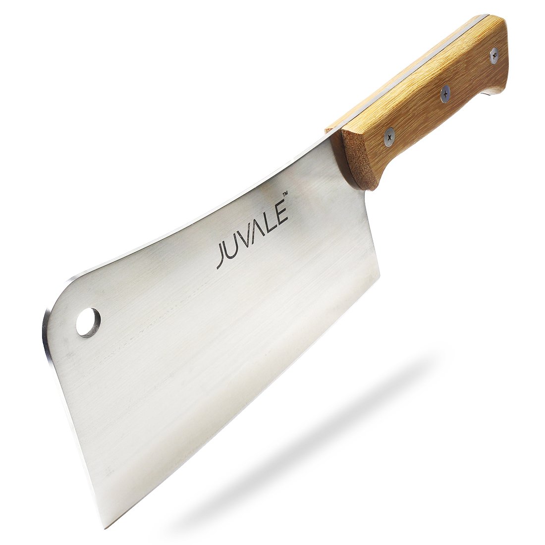 Meat Cleaver, Heavy Duty Knife with Solid Wood Handle (Stainless Steel