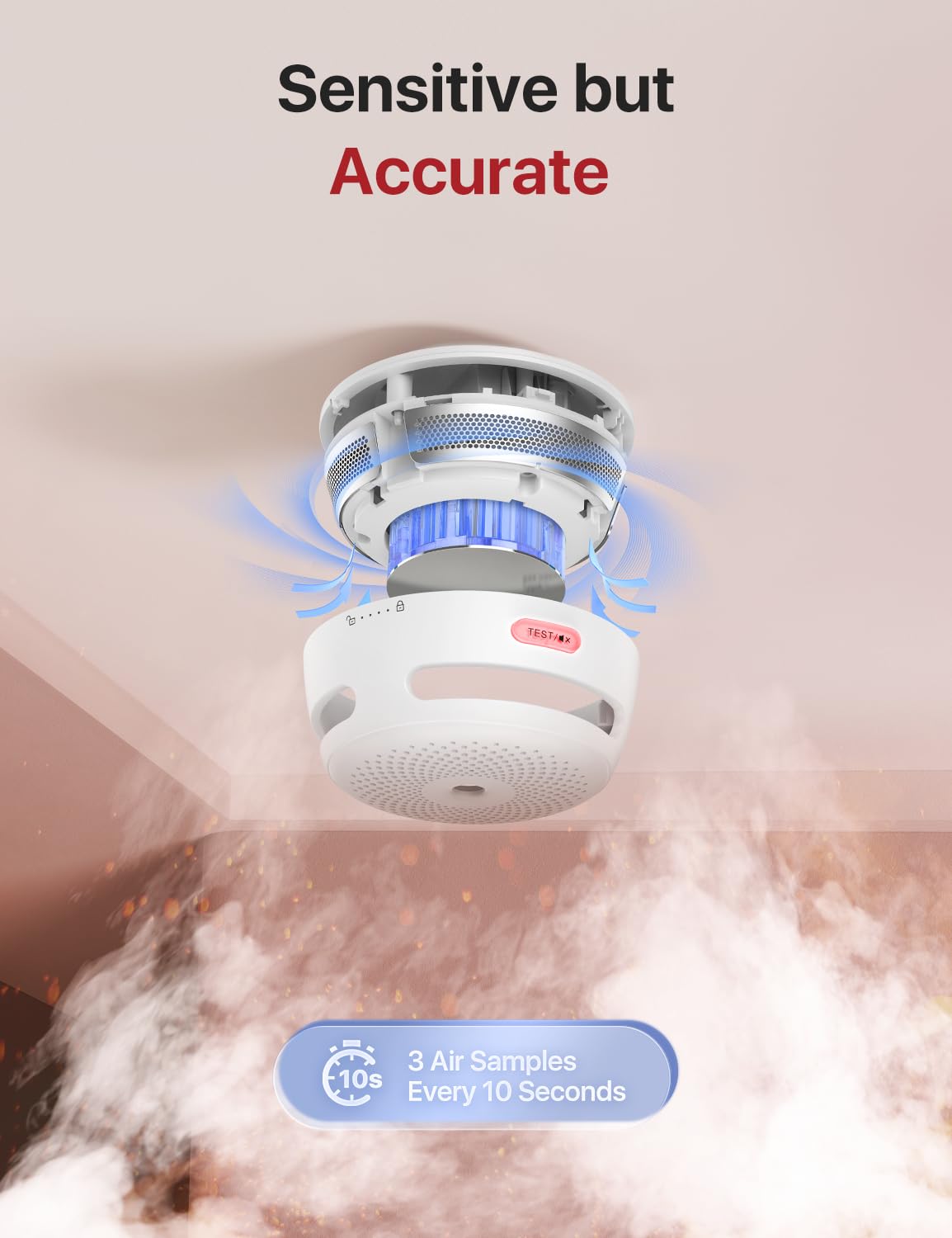 X-Sense Wireless Interconnected Smoke Detector Battery Powered Fire Alarm with Over 820 feet Transmission Range, XS01-WR Link+, 6-Pack