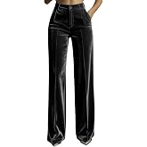 Vintage Velvet Pants for Women Dress Casual Straight Leg Trousers | Velvet High Waisted Comfy Soft Stretch Pants,Holiday Party Outfit, Christmas Dress Trouser For Work Business,Fashion Bottoms