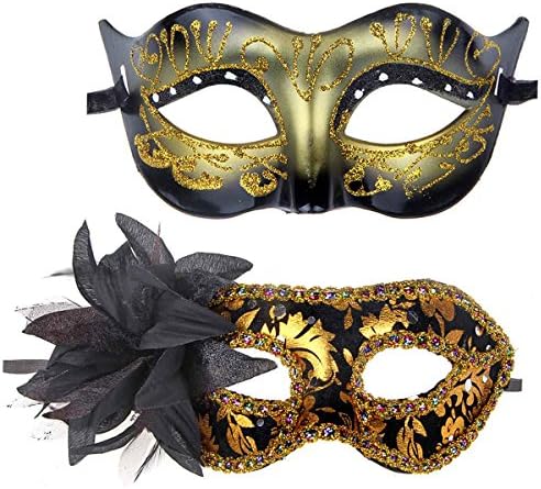 ECOSCO Couple Masquerade Mask Women Men Mardi Gras Venetian Ball Mask