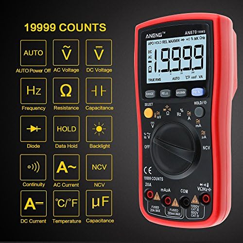 Digital Multimeter, YUIOP Advanced Digital Multimeter,19999 COUNTS, Auto Ranging Digital Multimeter, AC/DC voltmeter with Voltage, Live Line, Frequency, Resistance, Capacitance, LCD