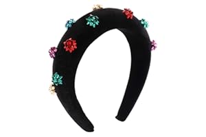 HZEYN Christmas Headband Bow Velvet Padded Headband Xmas Holiday Party Gift Wrap Headband for Women Girls (Gold Mixed Bow)