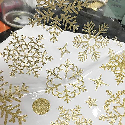image for V-Time 120pcs Gold Christmas Snowflake Window Clings Decal Wall Sticke