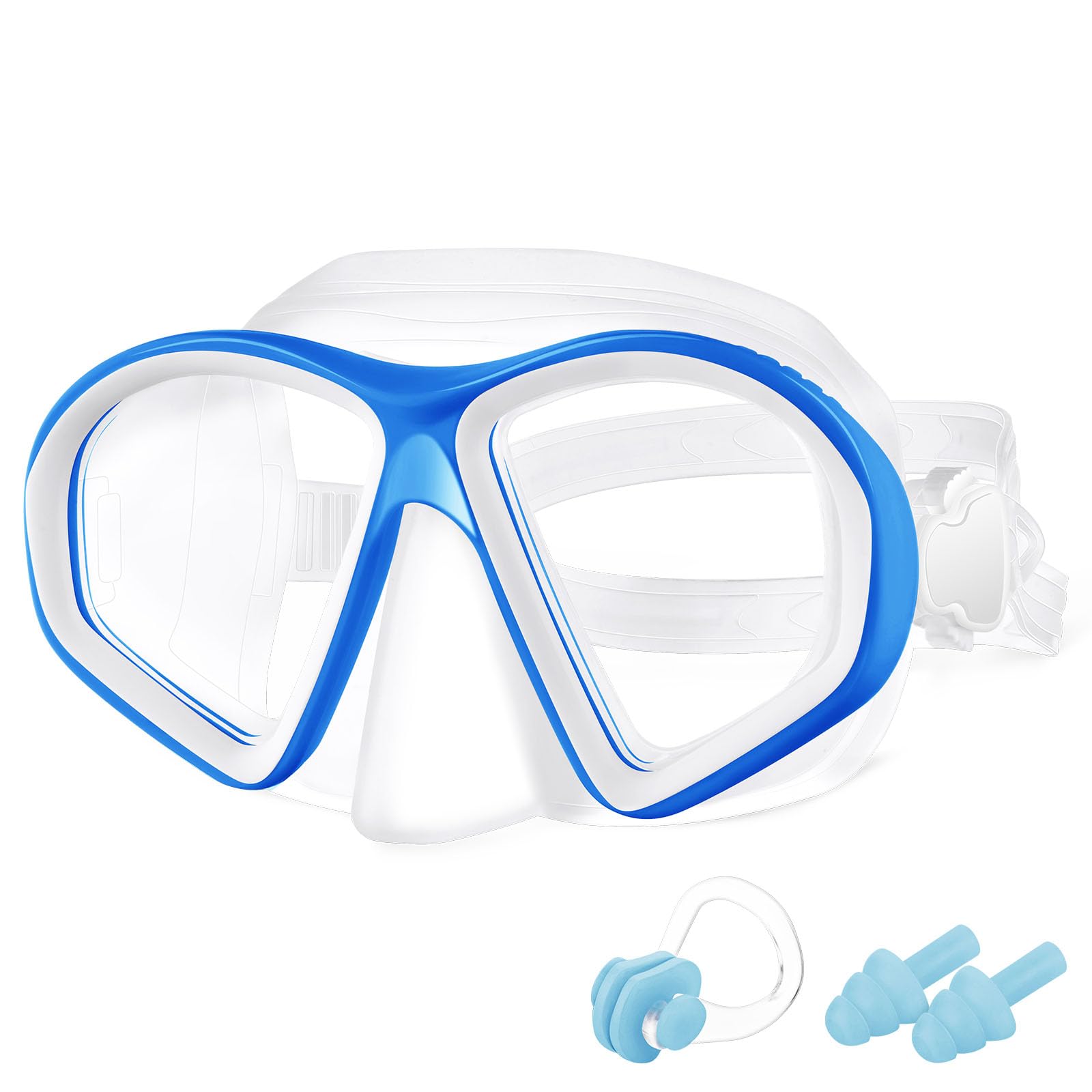 flintronic Kids Swim Goggles, No Leak Swimming Glasses with 180° Clear View, Anti-Fog Diving Goggles with Earplugs & Nose Clip, Anti-UV Swimming Goggles for Children Aged 4-12 (Blue)