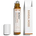 Sandalwood Perfume Oil Roll On for Women and Men, Alcohol Free Eau de Parfum,Travel Size Essential Oil Body Fragrance, Long Lasting, Leather Woody Scent, 10 ml