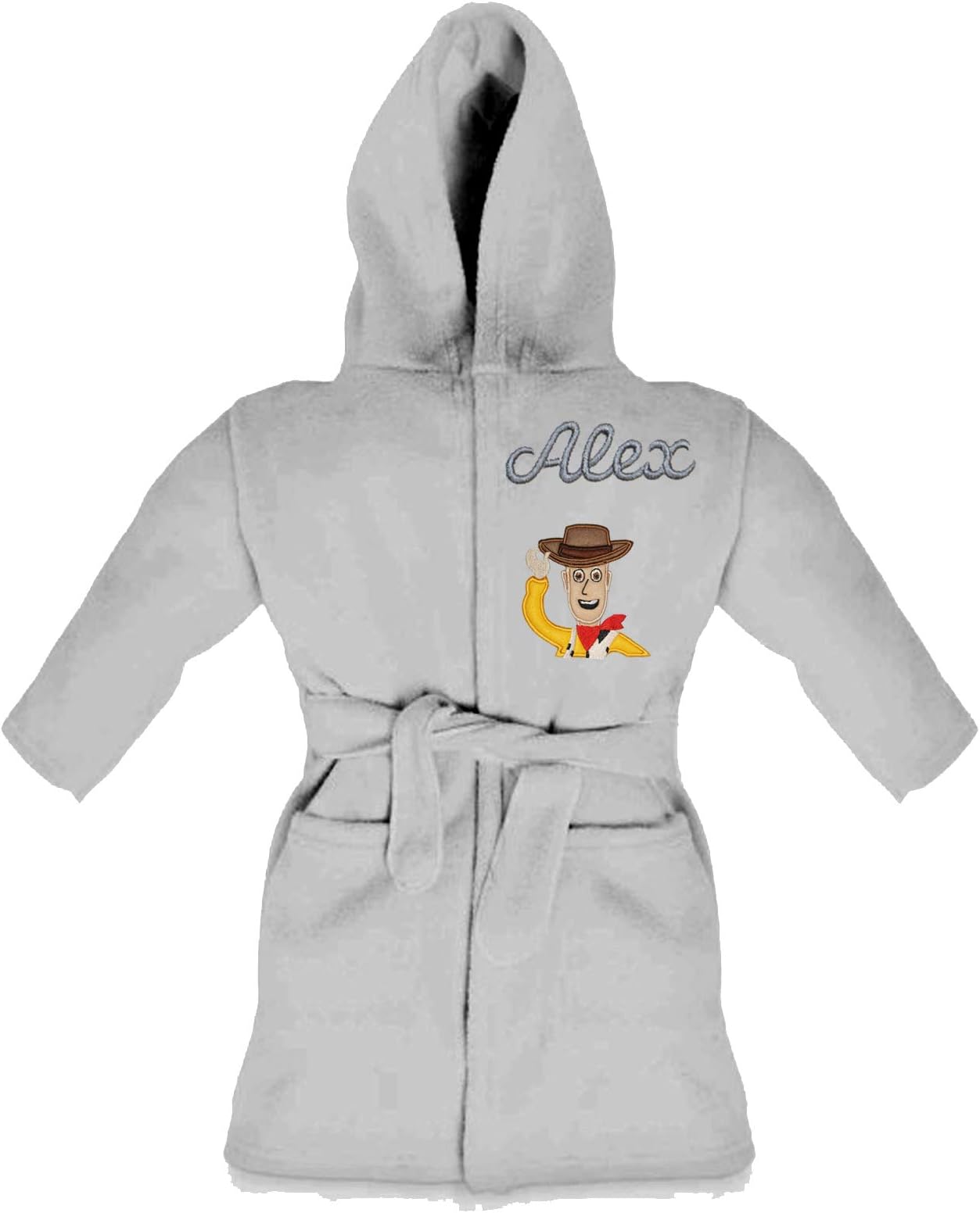 Oh Sew Simple Boys Woody Personalised Fleece Dressing Gown/Bathrobe (Grey)
