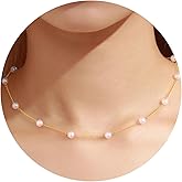 Yoosteel Valentines Day Gifts for Her - Dainty 14K Gold Plated Pearl Choker Necklace Minimalist Elegant Layered Pendant Necklace for Women Trendy Bridal Bridesmaid Wedding Gift Jewelry