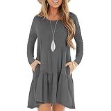 ZENNILO Plus Size Women's T-Shirt Dress - Flowy Swing Tunic With Pockets (Dark Blue, 5X)
