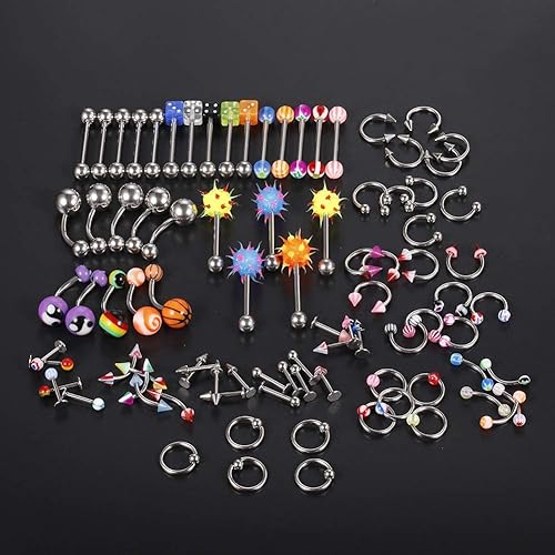 Aumeo 120PCS Piercing Jewelry Needle Kit Stainless Steel Acrylic