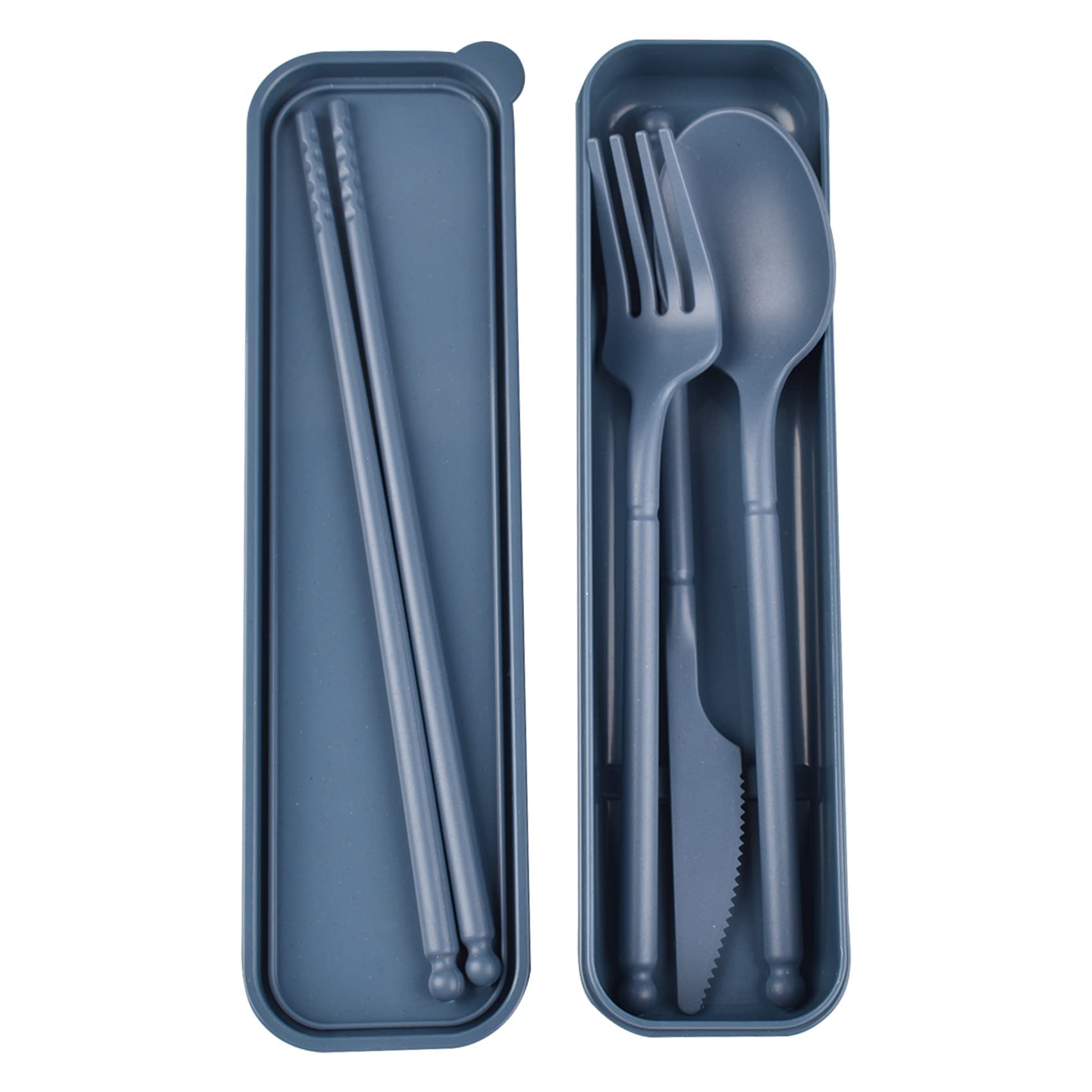 Photo 1 of Camping Utensil Set, Reusable Utensils Set with Case, Plastic Cutlery Set Forks Spoon Tableware Chopsticks, Portable Cutlery Set for Travel Picnic Camping or Daily Use (Dark Blue)