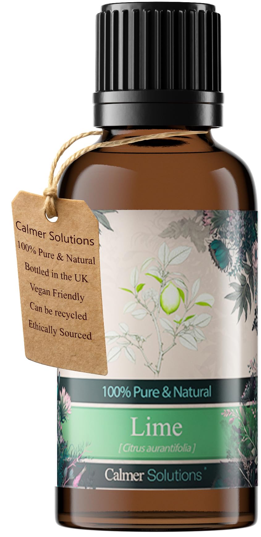 Calmer Solutions Lime Essential Oil 30ml – 100% Pure & Natural – Fresh Citrus Aromatherapy Oil for Energy, Positivity & Cleansing – Ideal for Diffusers, Massage & DIY Blends