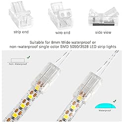 RGBZONE 10pcs 2-Pin 8mm LED Strip to Wire